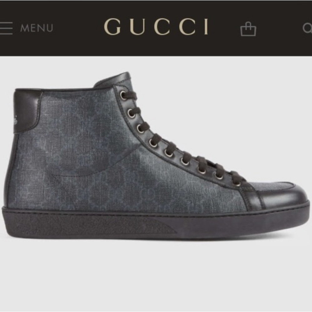 Like New Gucci Men's Brooklyn GG Supreme Canvas High-Top Sneakers: SIZE US MEN 9